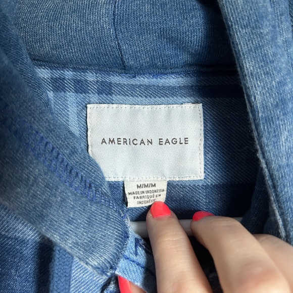 American Eagle Outfitters Tops Ae Cropped Hooded Flannel Shirt - Picture 7 of 7